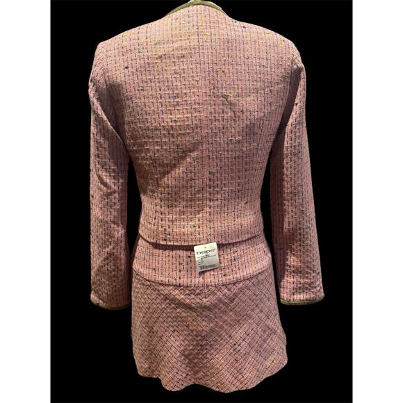 Vintage Bebe 90’s Suit W/ Original Tags , Real Suede Trimmed Tweed Size 6 - Picture 2 of 6